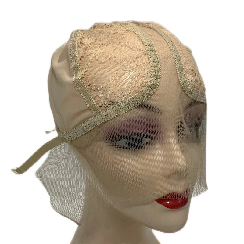 1PC T Part Wig Cap for Making Wigs with Adjustable Strap Black/Beige Mesh Weaving Wig Cap DIY Wigs