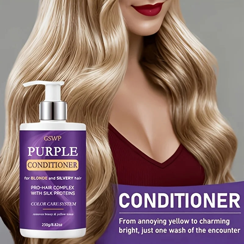 GSWP Purple Shampoo & Conditioner Set, Removes Brassy Yellow Tones,Reduces Frizz and Split Ends, Deeply Moisturises.250+250g