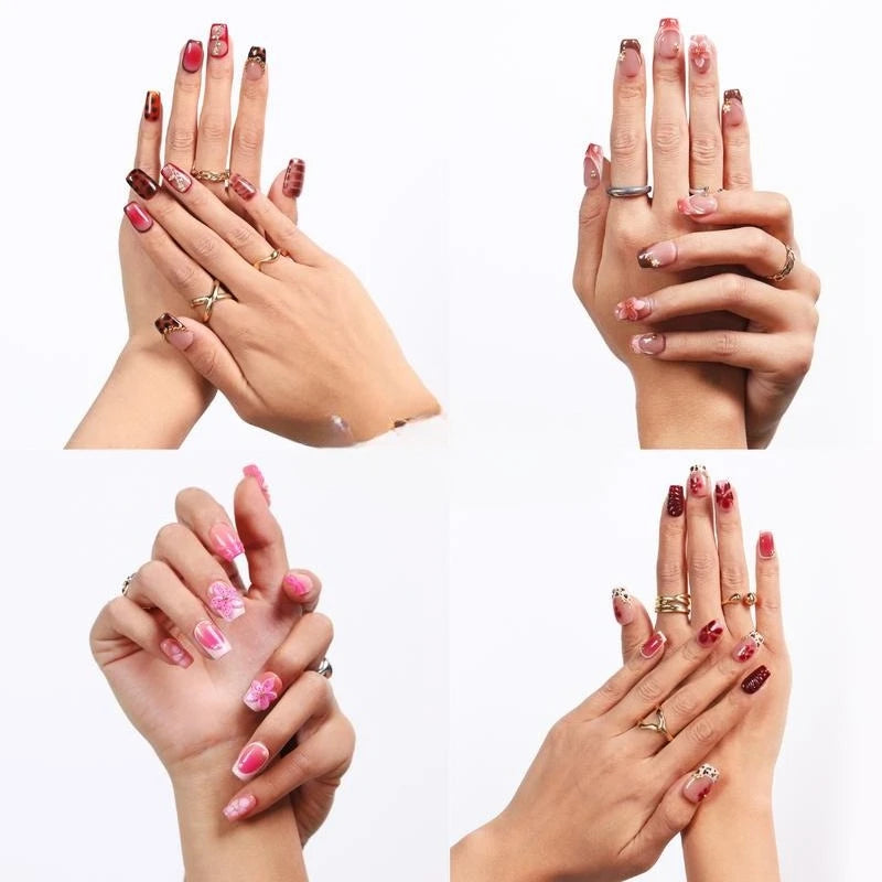 24pcs Medium Long Square French Press-On Nails