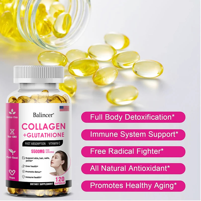 collagen and glutathione pills Care Super 13 In 1 Collagen Glutathione Berry 200,000 Mg Mulittea Collagen Capsules (60 Count)