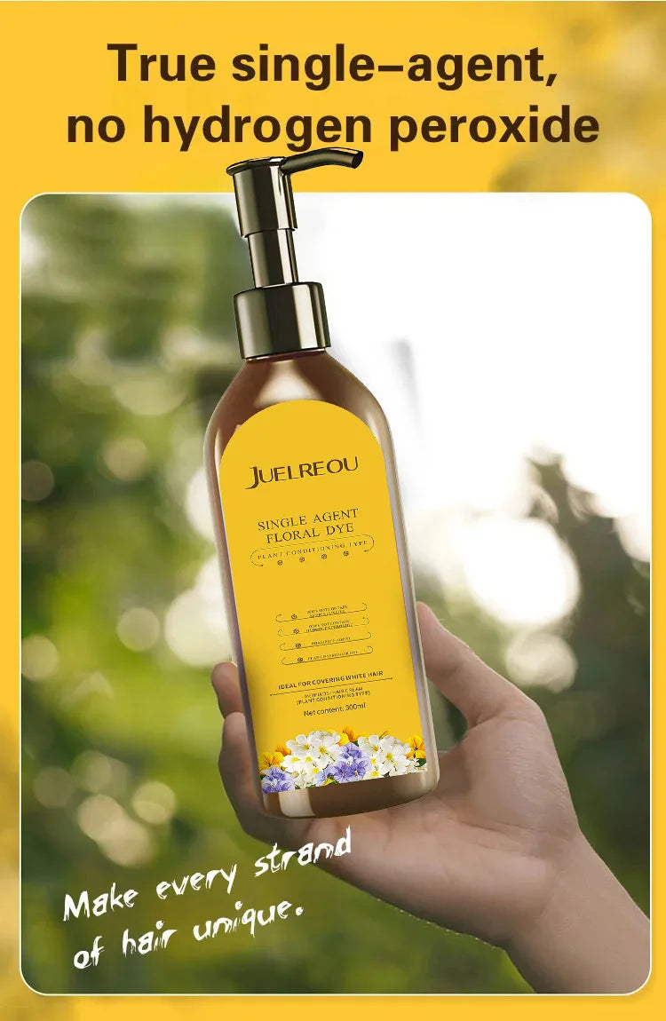 Natural Hair Dye Shampoo Plant Flower Scent Home Single Dose Temporary Hair Dye Long-lasting Color Cover Gray Hair for Women Men