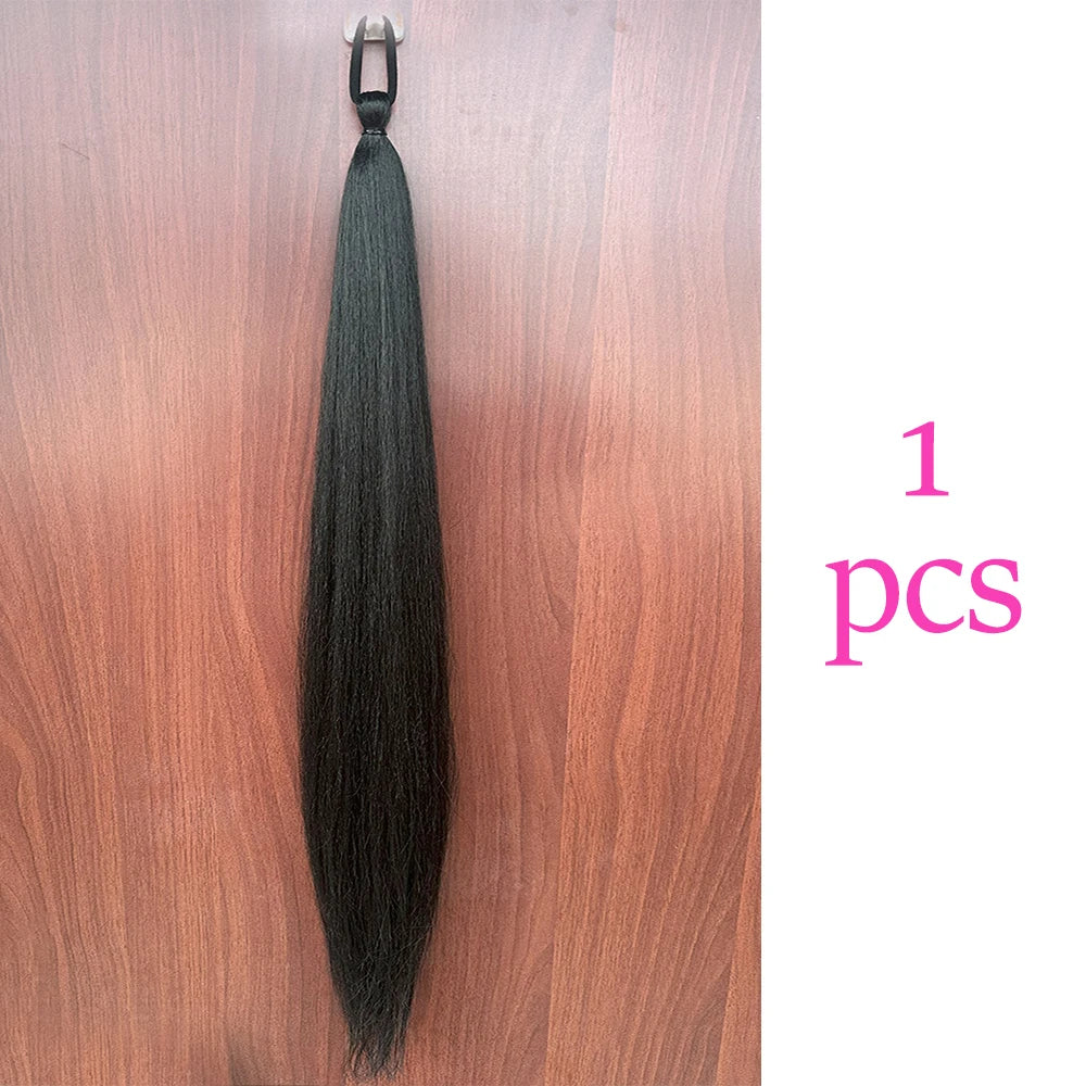 Vibrant 2Pcs Colorful Ponytail Extension Long Straight DIY Braid