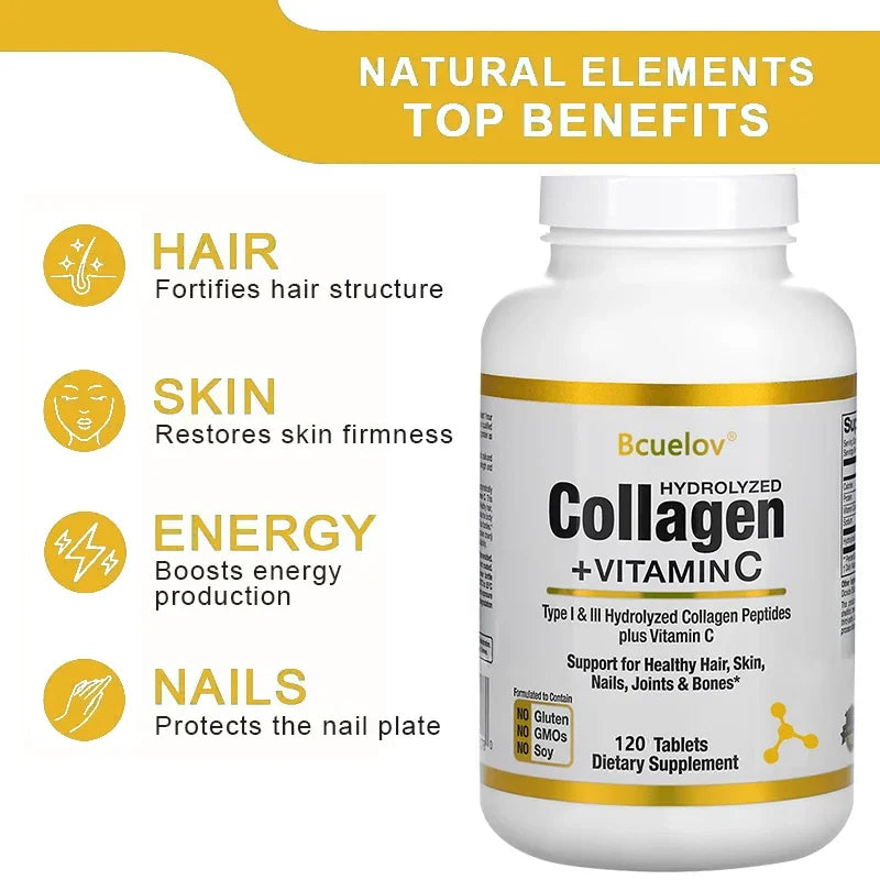Bcuelov Hydrolyzed Collagen Peptides – Hair Skin Nails Support