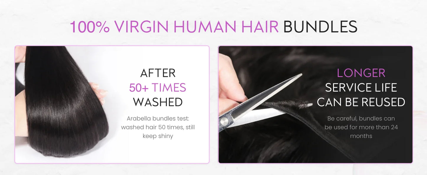 Brazilian Bone Straight Human Hair Bundles Virgin Hair Natural Color