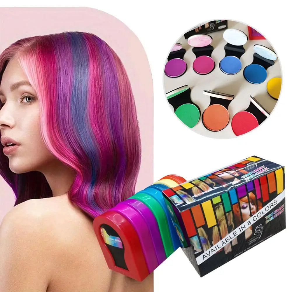 DIY Pastel Hairstyle Styling 8Pcs/Set 3g Disposable Hair Dye Powder Water Soluble Colorful Hair Chalk Powder Temporary Spray