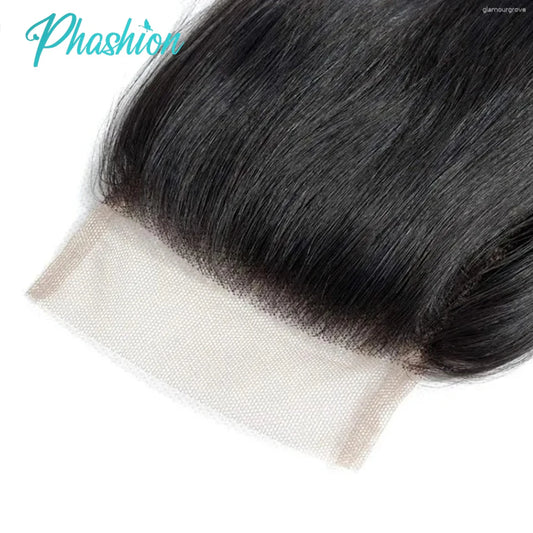 Phashion 24 26 Inch 5x5 4x4 Straight Lace Closure Only Pre Plucked Long Full Swiss Transparent Lace 100% Remy Human Hair On Sale