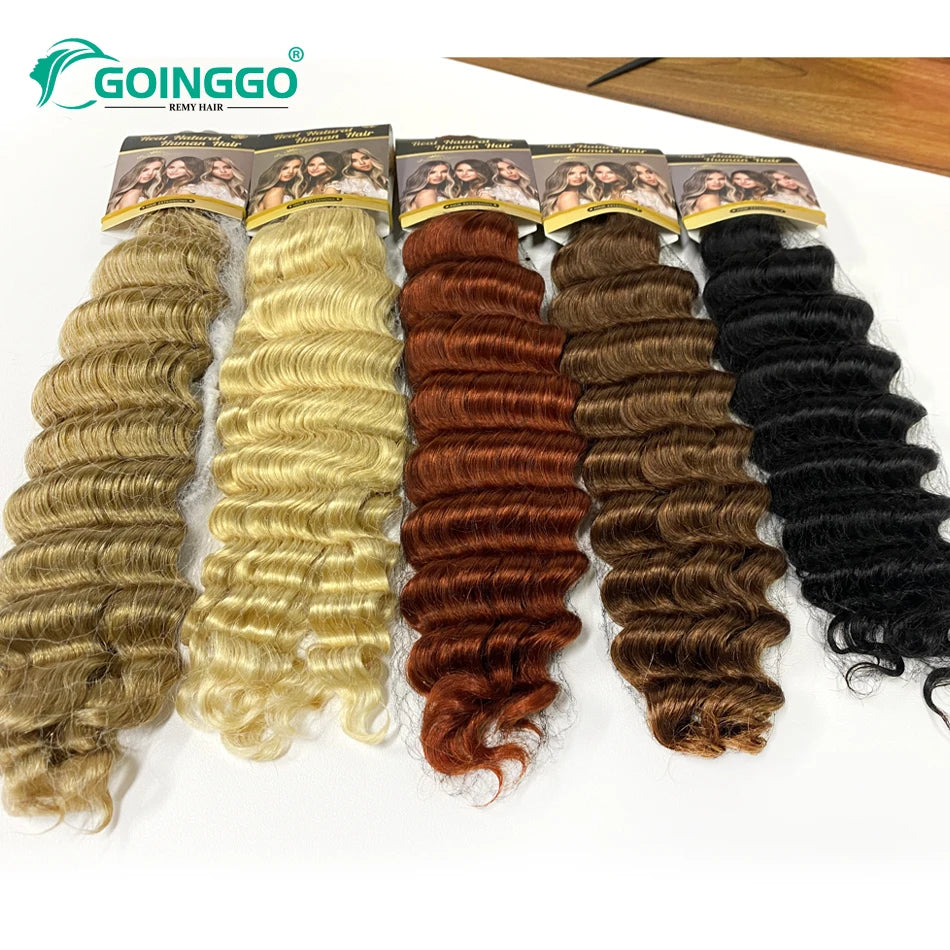 Pre-Colored Deep Wave Bulk Braiding Human Hair No Weft Remy Bulk Human Hair 14 To 28 Inch Bulk Hair Extension Crochet Braids