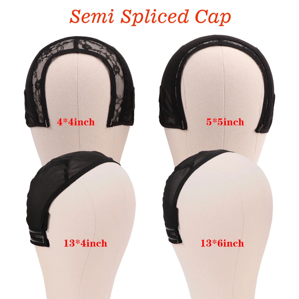 Plussign Half Splicing Wig Cap With Drawstring Silicone Band For Sewing 4*4 5*5 13*4 13*6 Lace Wig Lace Wig Cap For Making Wigs
