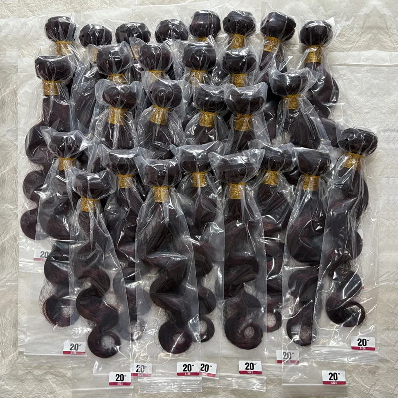 99j Burgundy Body Wave Bundles 3 4 Bundle Colored Wine Red 100% Unprocessed Human Hair Bundles 16A Raw Hair Bundles Extensions