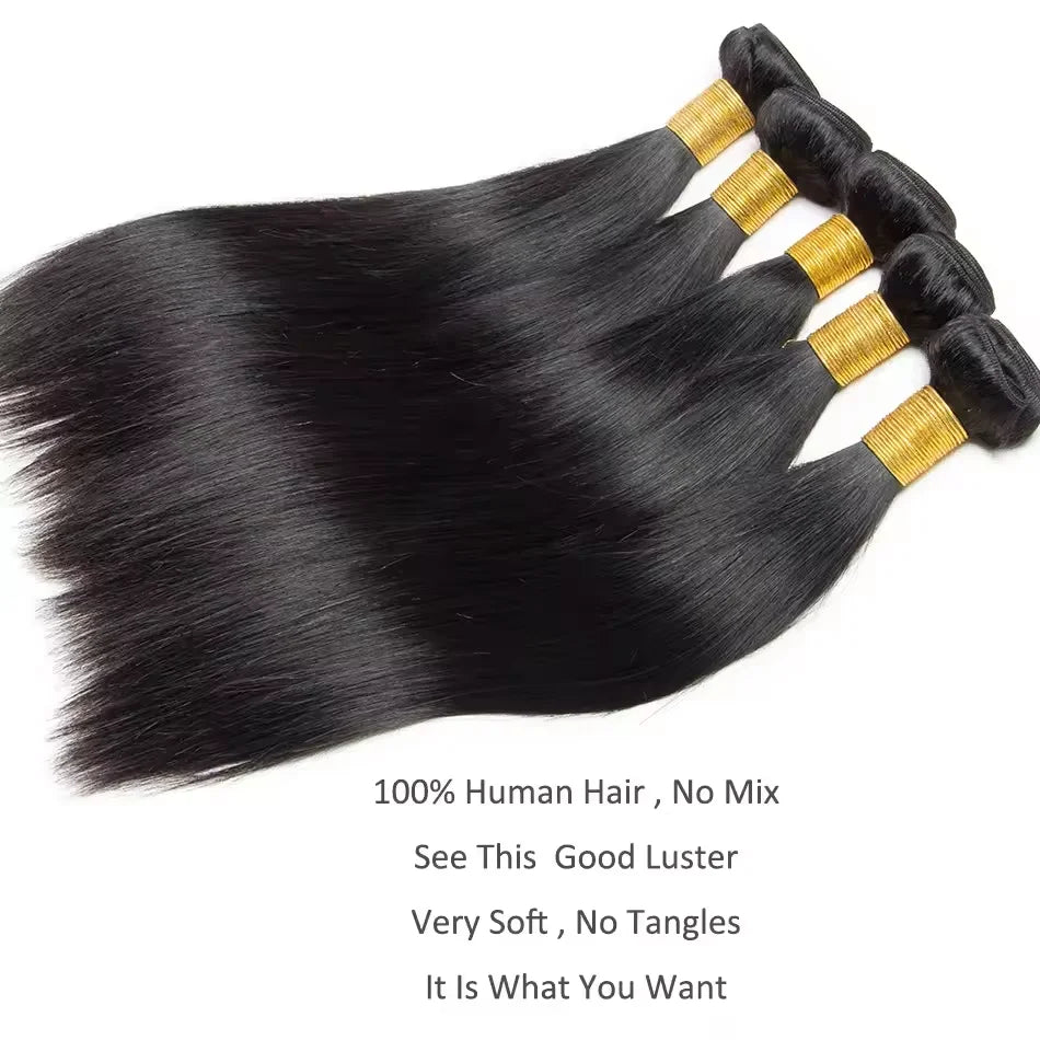 Brazilian Bone Straight Human Hair Bundles Virgin Hair Natural Color