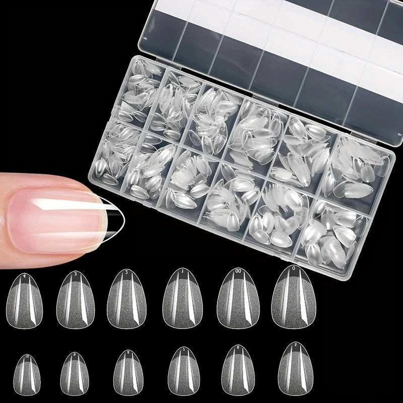 600Pcs Soft Gel Nail Tips Full Cover Coffin Almond Oval Set
