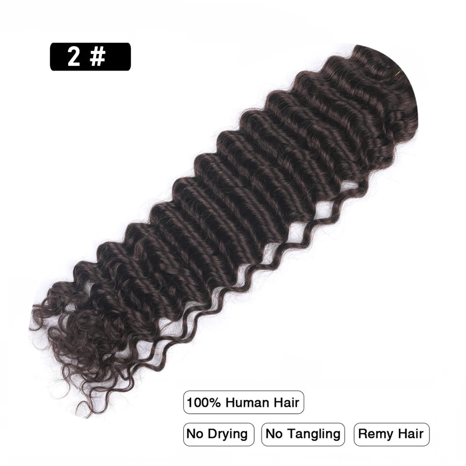 Pre-Colored Deep Wave Bulk Braiding Human Hair No Weft Remy Bulk Human Hair 14 To 28 Inch Bulk Hair Extension Crochet Braids
