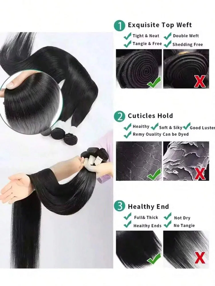 42 Inch Bundles Bone Straight Brazilian Human Hair Bundles Raw Extensions Tissage For Women