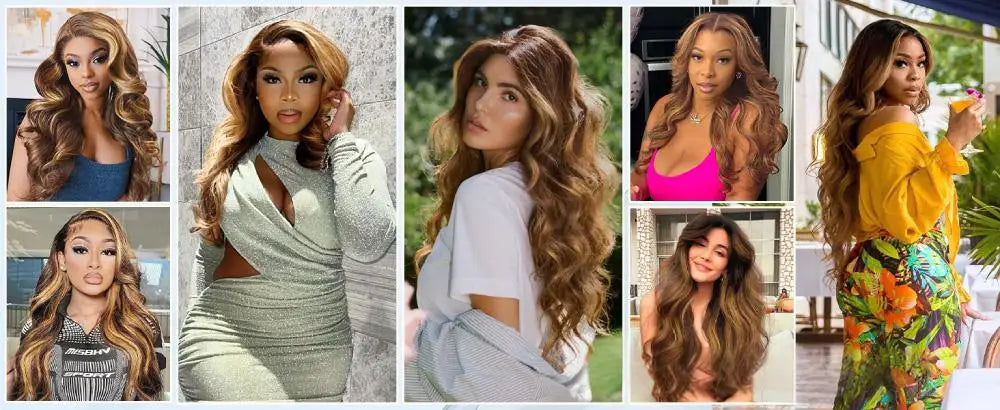 180 200 Density Remy Human Hair Body Wave Wigs P4/27 Highlight Colored 13x4 13x6 HD TranspatentLace Frontal 18-46 Inch Remy Hair