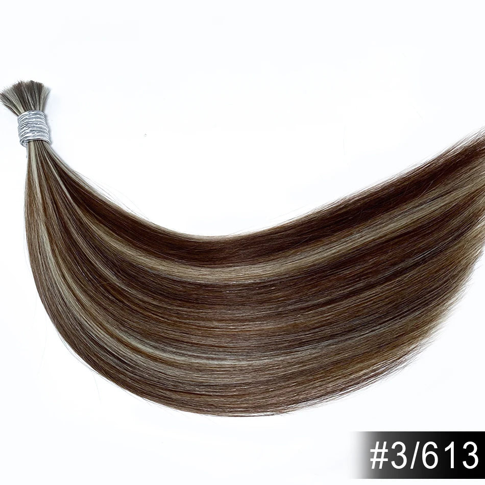 Shinehair Wholesale Straight Human Hair Bulk 100% Real Human Hair Extensions Highlight 16A Natural Black Hair Bundle Blonde 613