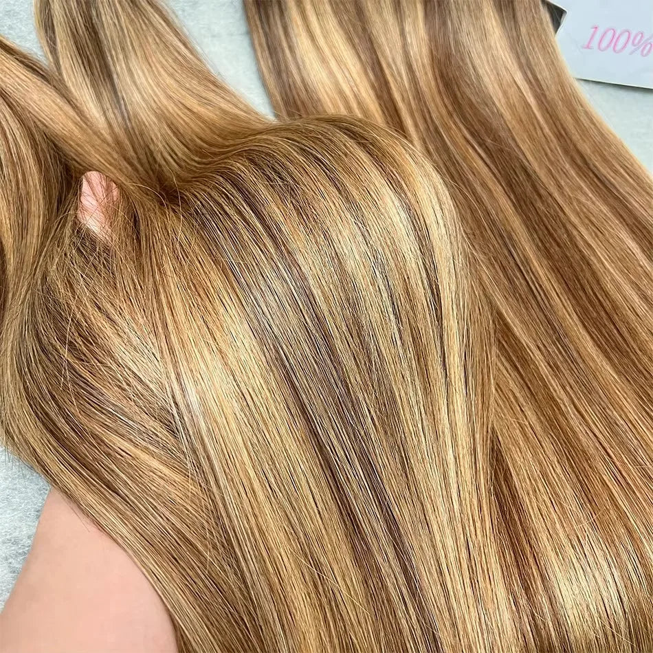16A Grade P4/27 Straight Highlight Ombre Colored 100% Raw Virgin Human Hair Bundles Brown Hair Weave Extensions For Women