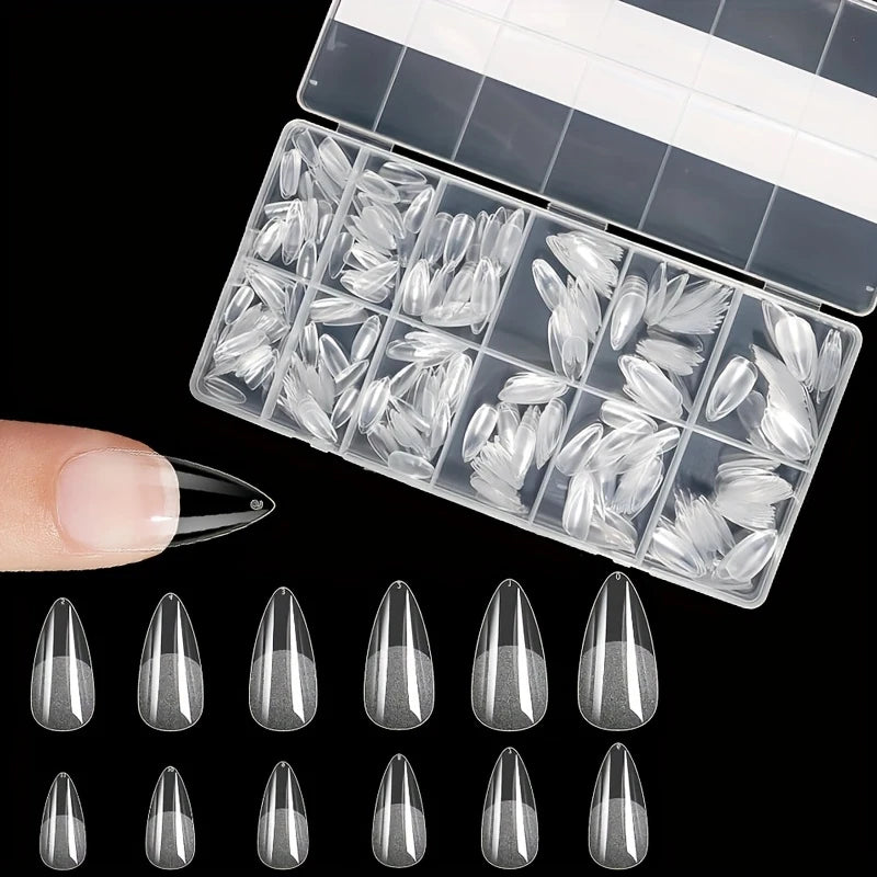 600Pcs Soft Gel Nail Tips Full Cover Coffin Almond Oval Set