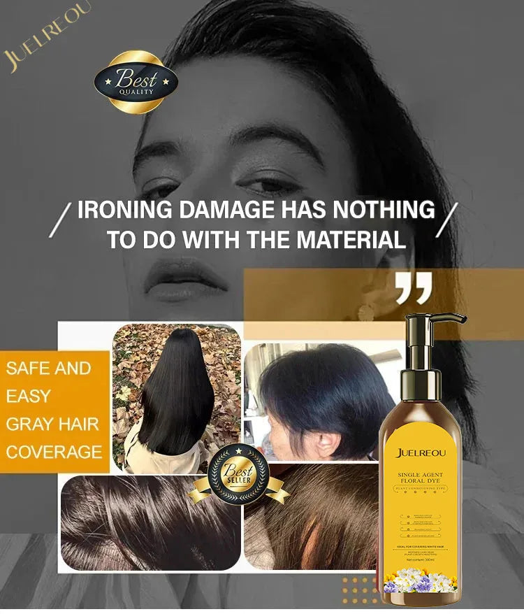 Natural Hair Dye Shampoo Plant Flower Scent Home Single Dose Temporary Hair Dye Long-lasting Color Cover Gray Hair for Women Men