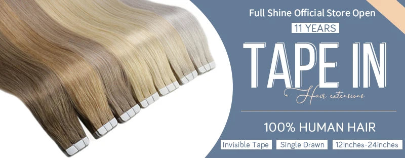 Full Shine Tape in Human Hair Extensions 100% Remy Natural Human Hair Extensions Tape in Omber Blonde Hair Extensions for Women