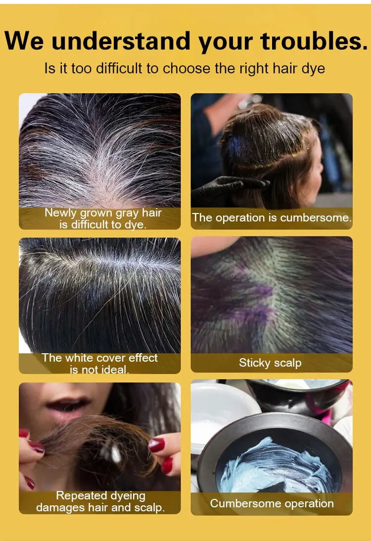 Natural Hair Dye Shampoo Plant Flower Scent Home Single Dose Temporary Hair Dye Long-lasting Color Cover Gray Hair for Women Men