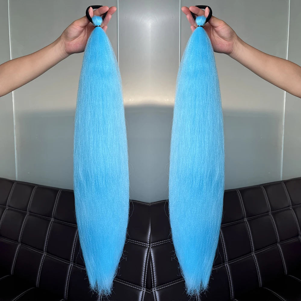 Vibrant 2Pcs Colorful Ponytail Extension Long Straight DIY Braid