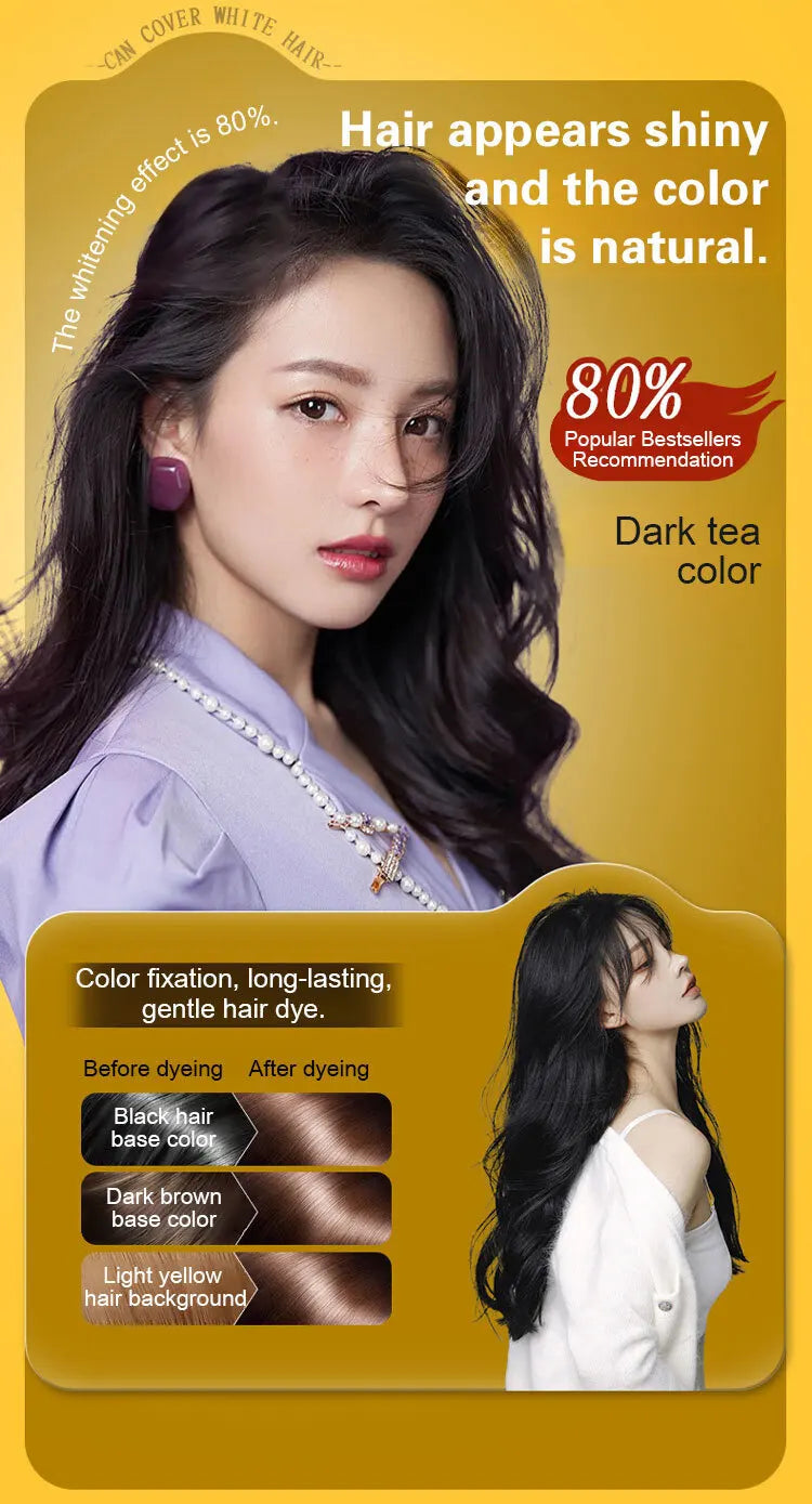 Natural Hair Dye Shampoo Plant Flower Scent Home Single Dose Temporary Hair Dye Long-lasting Color Cover Gray Hair for Women Men
