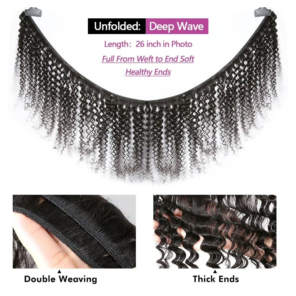 Queenlike Brazilian Deep Wave Raw Human Hair Bundles