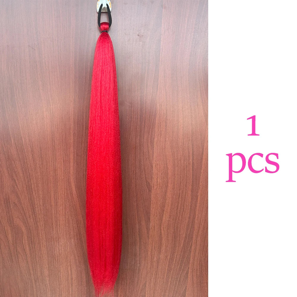 Vibrant 2Pcs Colorful Ponytail Extension Long Straight DIY Braid
