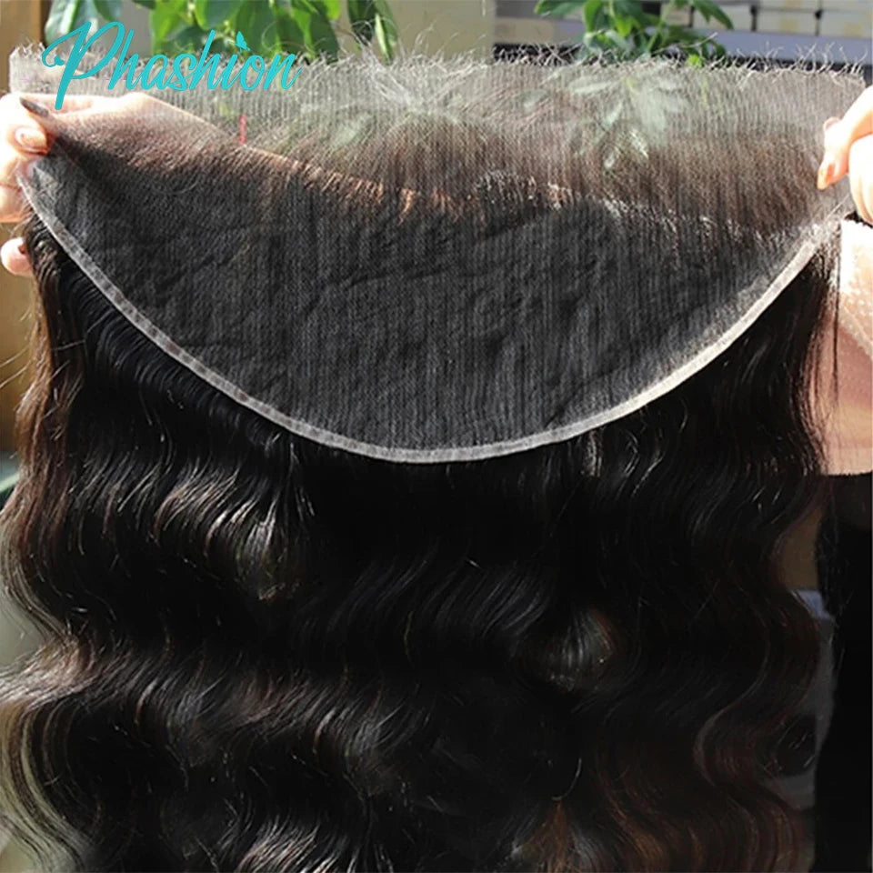 Phashion  HD 13x6 13x4 Lace Frontal Straight Pre Plucked 4X4 5x5 6x6 Swiss Full Body Closure Only Natural Black 100% Human Hair