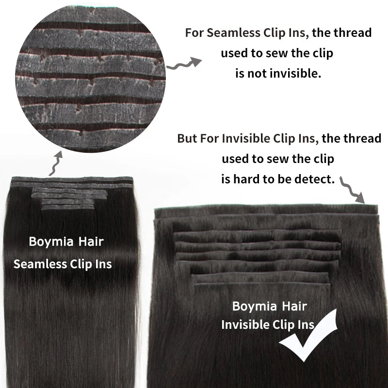 Invisible Seamless PU Clip In Human Hair Extension Tape Weft Clip in Extensions 7Pcs/set 12-24inch 100G 120G Clip on Hair