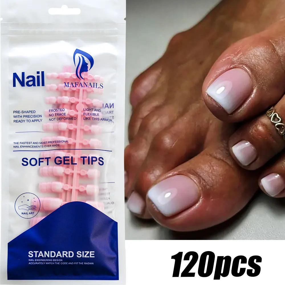 120pcs Pink Ombre Coffin Press-On Nails – Glossy