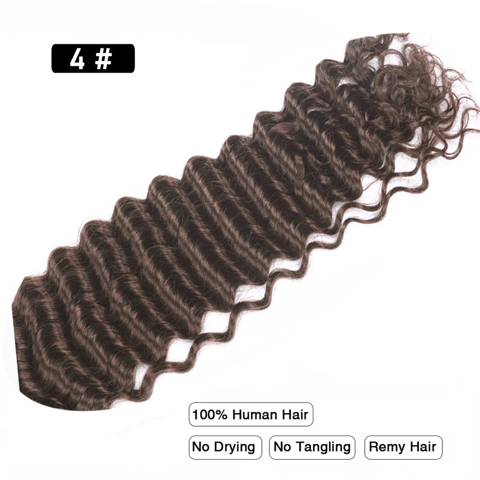 Pre-Colored Deep Wave Bulk Braiding Human Hair No Weft Remy Bulk Human Hair 14 To 28 Inch Bulk Hair Extension Crochet Braids