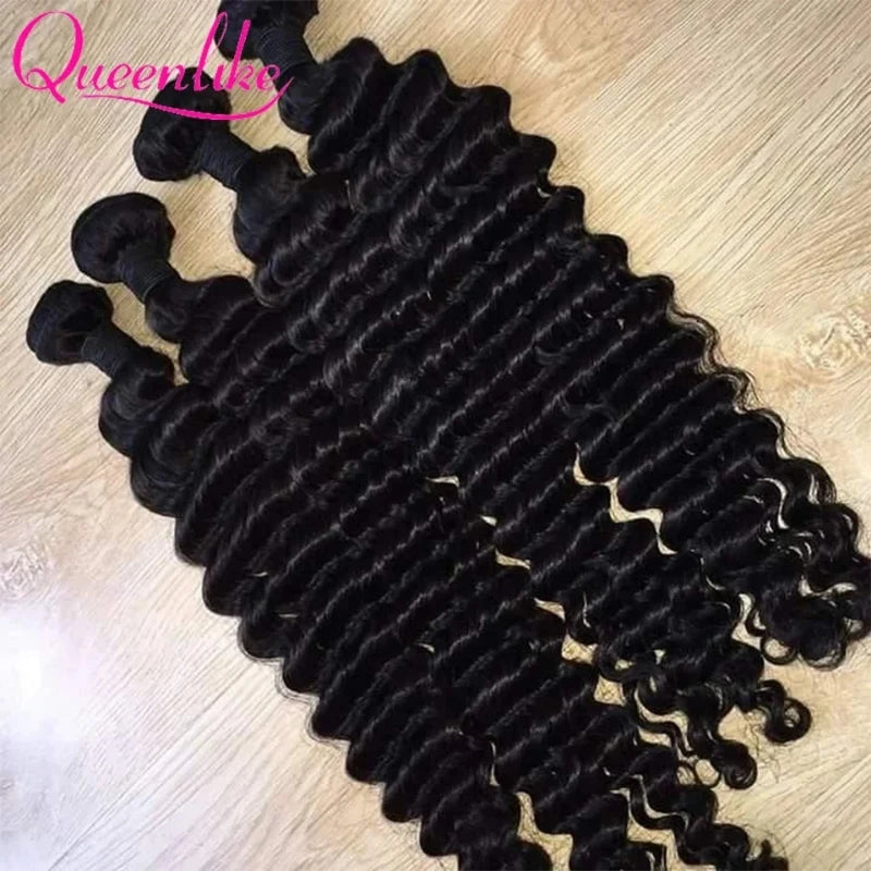 Queenlike Brazilian Deep Wave Raw Human Hair Bundles