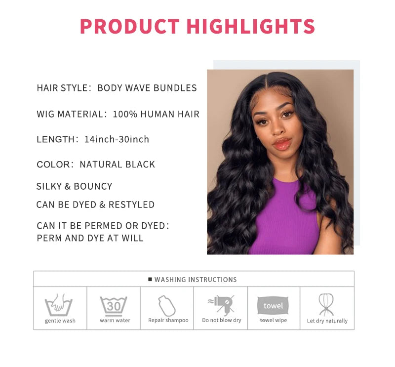 Body Wave Brazilian Hair Bundles – 100% Human Hair