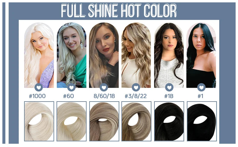 Full Shine Tape in Human Hair Extensions 100% Remy Natural Human Hair Extensions Tape in Omber Blonde Hair Extensions for Women