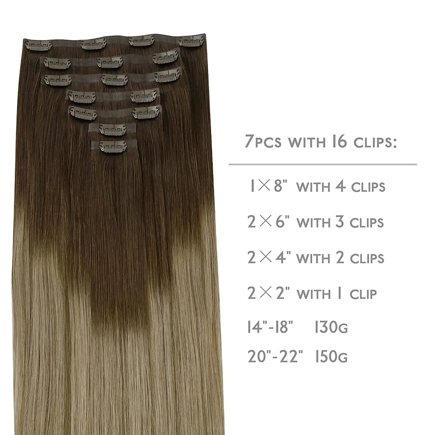 Seamless Clip In Hair Extensions Human Hair Invisible PU Tape In Remy Hair Extensions Ombre Blonde Color Skin Weft  7Pcs 150g