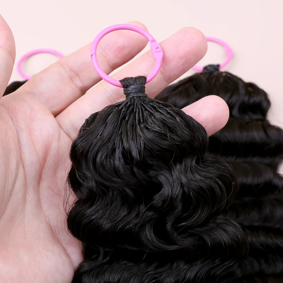 1B Burmese Curly Feather Crochet 100% Human Hair Pre-looped Invisible Miracle Knots Hair Feathered Pre-braided Crochet Human Hair Natural Colored Boho Braids Burmese Curls Hair Weave Bundles Remy Human Hair Extensions 20 22 2