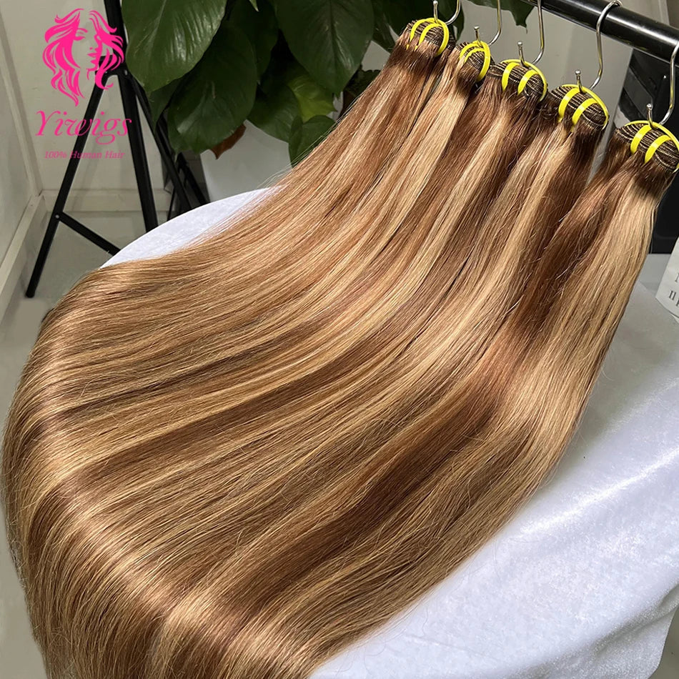 16A Grade P4/27 Straight Highlight Ombre Colored 100% Raw Virgin Human Hair Bundles Brown Hair Weave Extensions For Women