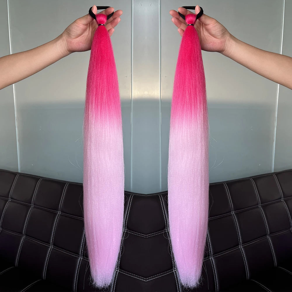 Vibrant 2Pcs Colorful Ponytail Extension Long Straight DIY Braid