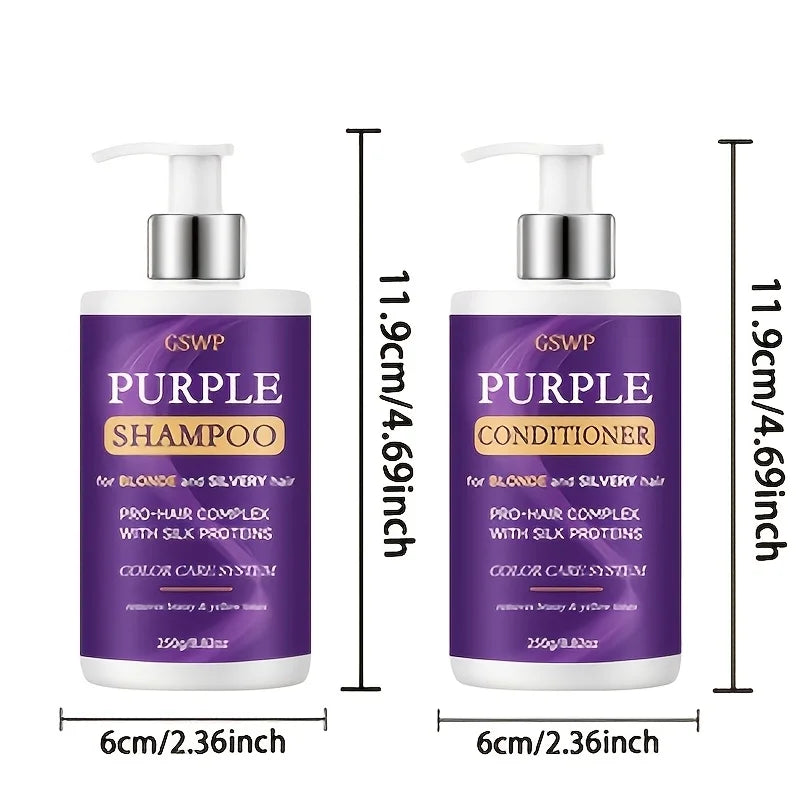 GSWP Purple Shampoo & Conditioner Set, Removes Brassy Yellow Tones,Reduces Frizz and Split Ends, Deeply Moisturises.250+250g