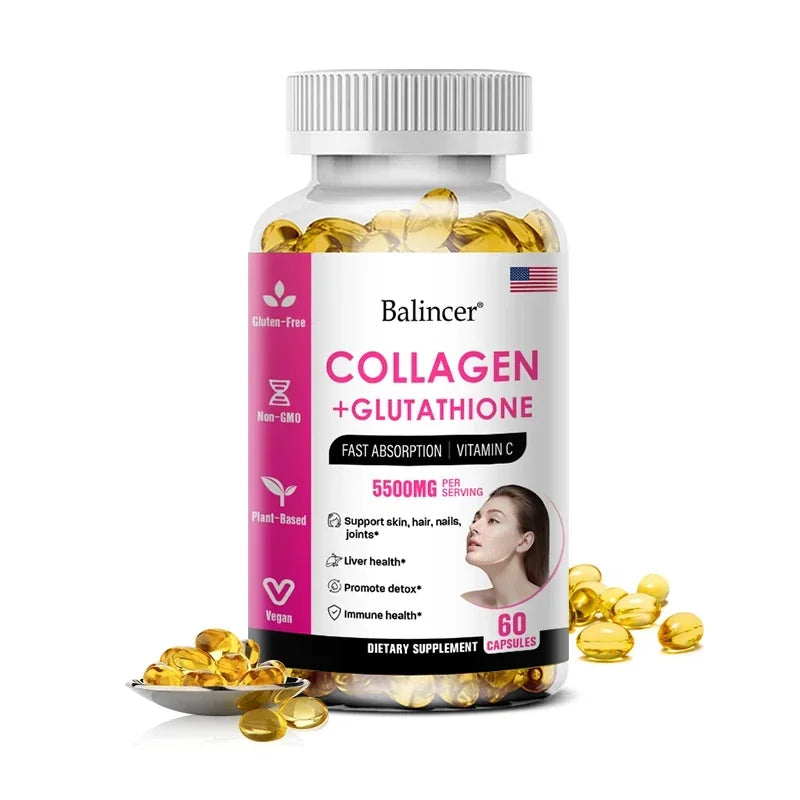 Glutathione Collagen Capsules – Skin Glow, Hair & Nails, Non-GMO