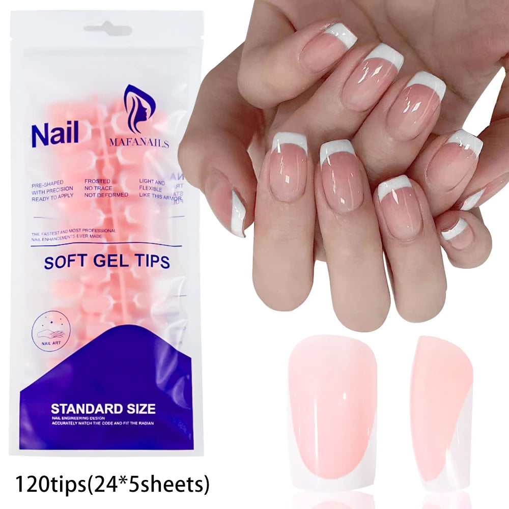 120pcs Pink Ombre Coffin Press-On Nails – Glossy