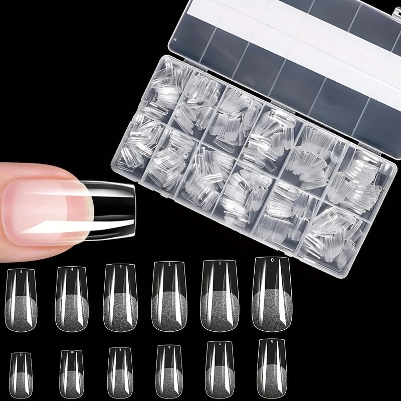 600Pcs Soft Gel Nail Tips Full Cover Coffin Almond Oval Set