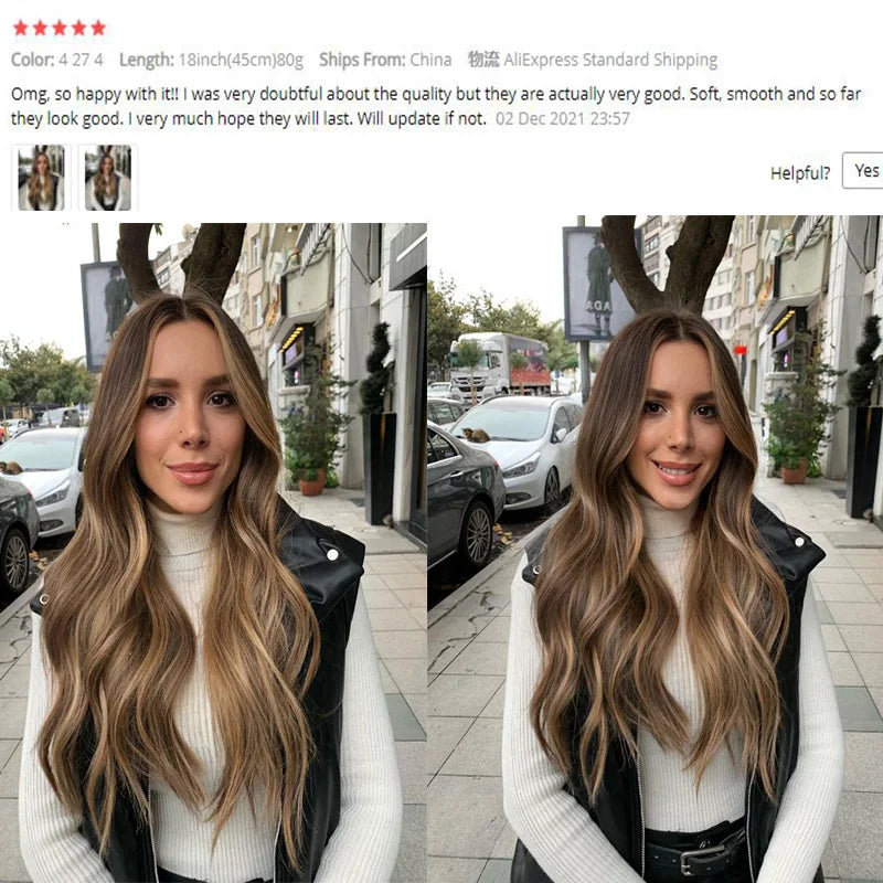 Seamless Clip In Hair Extensions Human Hair Invisible PU Tape In Remy Hair Extensions Ombre Blonde Color Skin Weft  7Pcs 150g