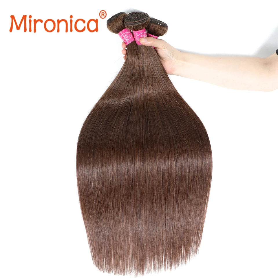 Straight  Chocolate Brown 1/3/4Human Hair Bundles Deal  Human Hair Weaving Wefts Remy Human Hair Extensions for Women  100 G/Pcs