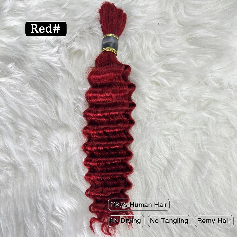 Pre-Colored Deep Wave Bulk Braiding Human Hair No Weft Remy Bulk Human Hair 14 To 28 Inch Bulk Hair Extension Crochet Braids