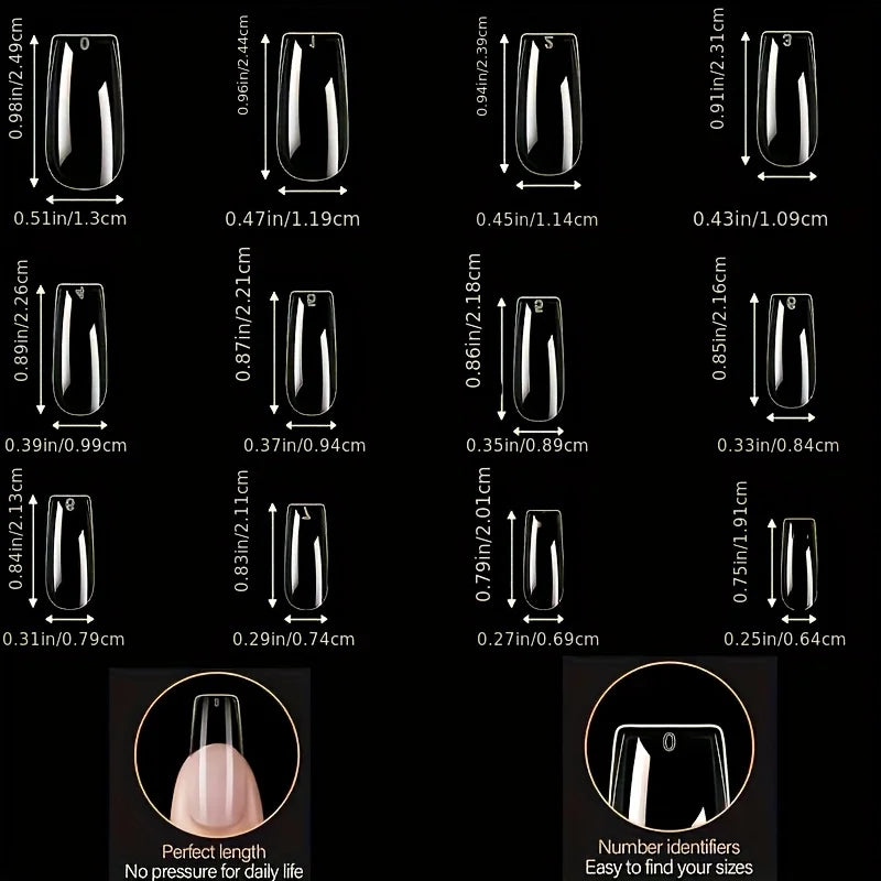 600Pcs Soft Gel Nail Tips Full Cover Coffin Almond Oval Set