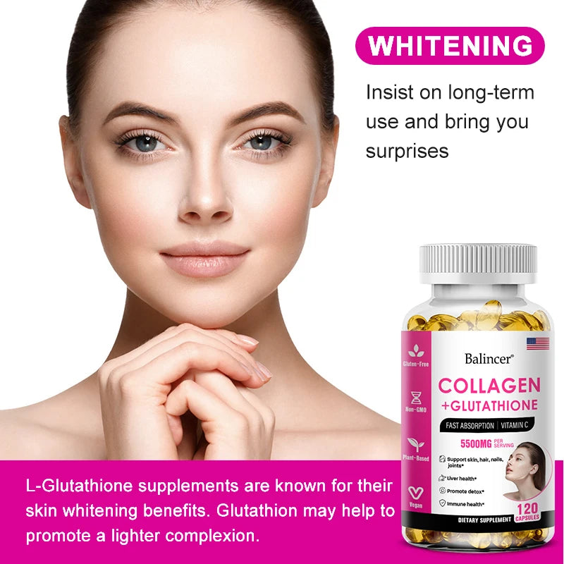 Glutathione Collagen Capsules – Skin Glow, Hair & Nails, Non-GMO