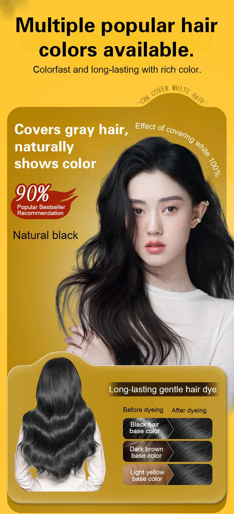 Natural Hair Dye Shampoo Plant Flower Scent Home Single Dose Temporary Hair Dye Long-lasting Color Cover Gray Hair for Women Men