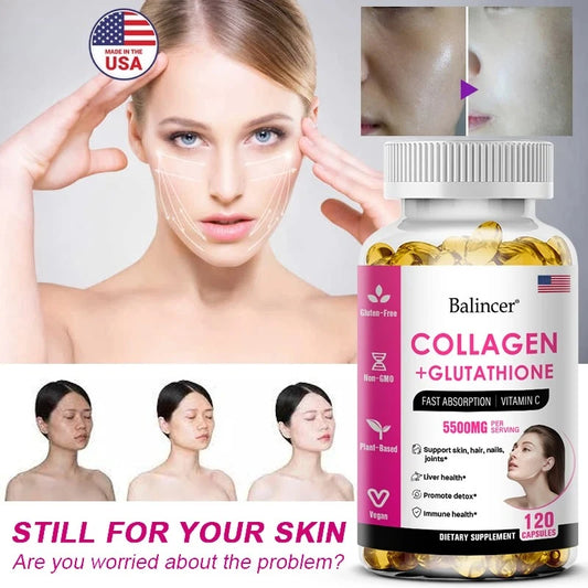 Glutathione Collagen Capsules – Skin Glow, Hair & Nails, Non-GMO